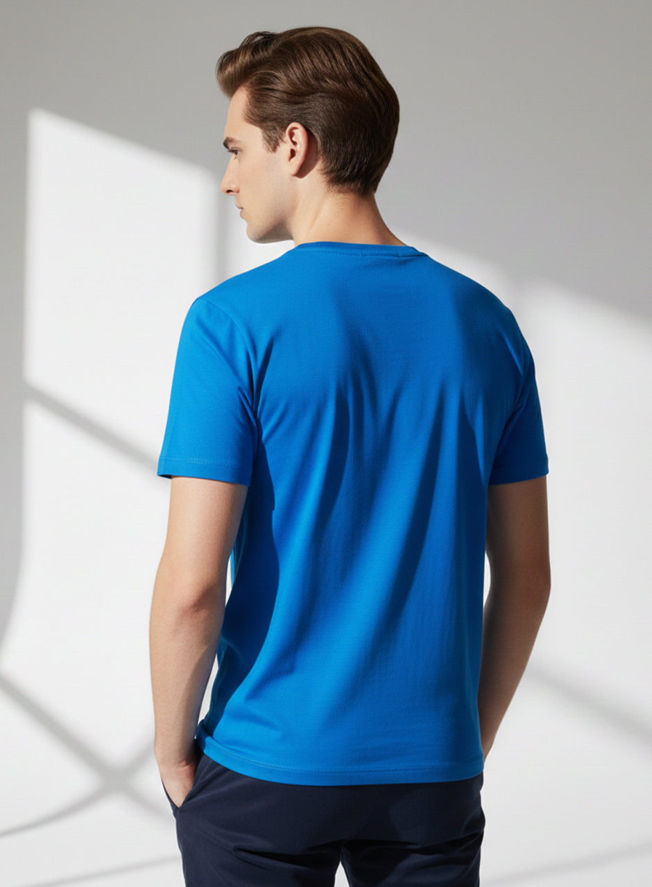 Blue Men Crew-Neck T-Shirt