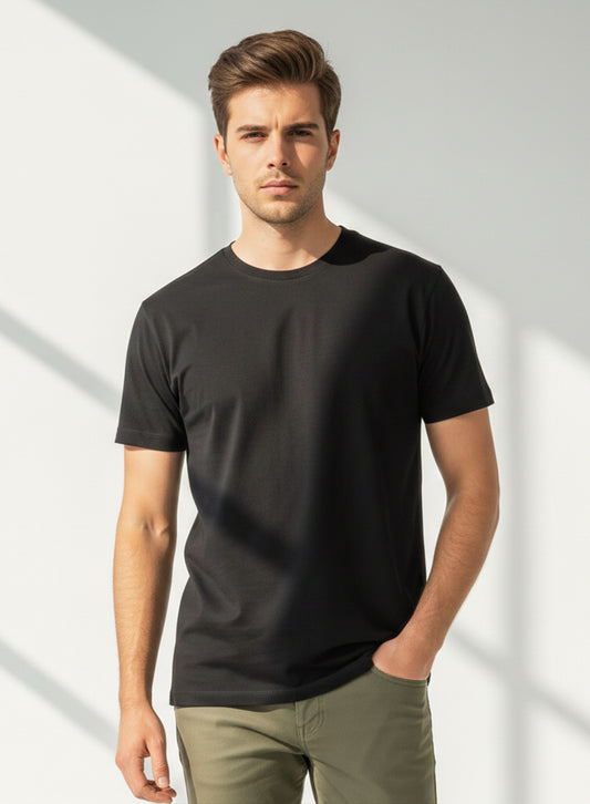Black Men Crew-Neck T-Shirt