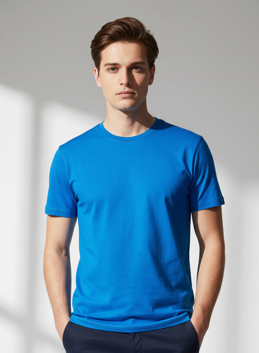 Blue Men Crew-Neck T-Shirt