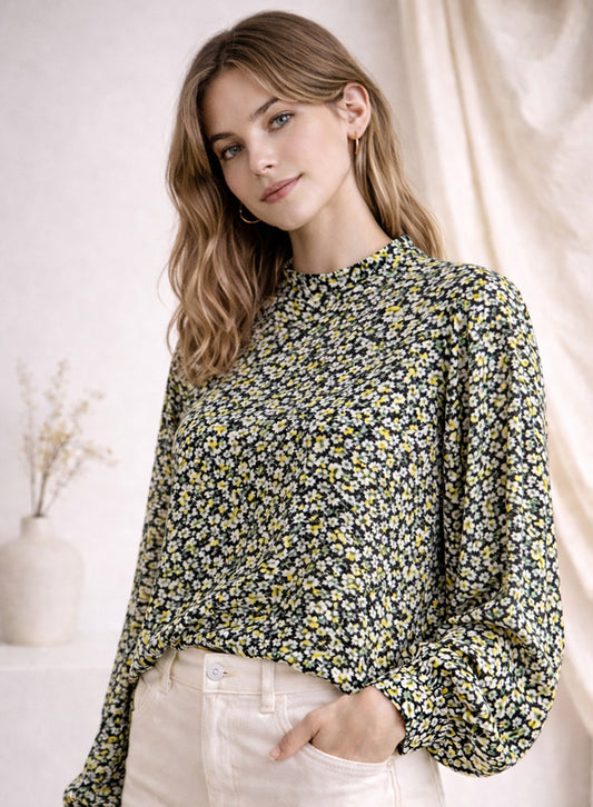 Floral Top - Black
