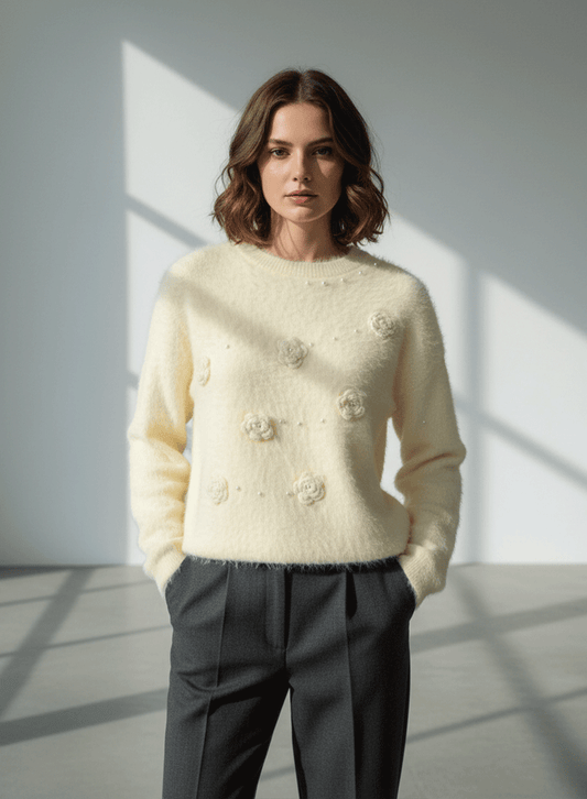 Fuzzy Bloom Sweater - Yellow