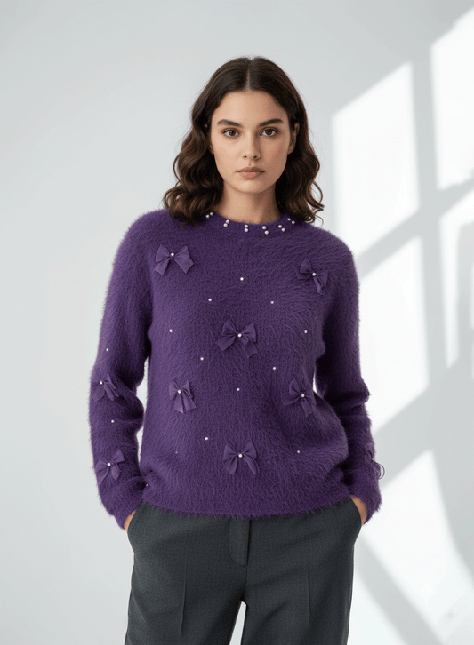 Fuzzy Bloom Sweater - Purple