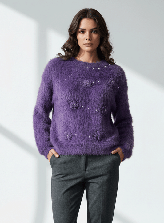 Fuzzy Bloom Sweater - Purple