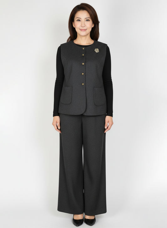 Classic Wool-Blend Three-piece Set (Charcoal)