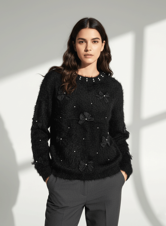 Fuzzy Bloom Sweater - Black