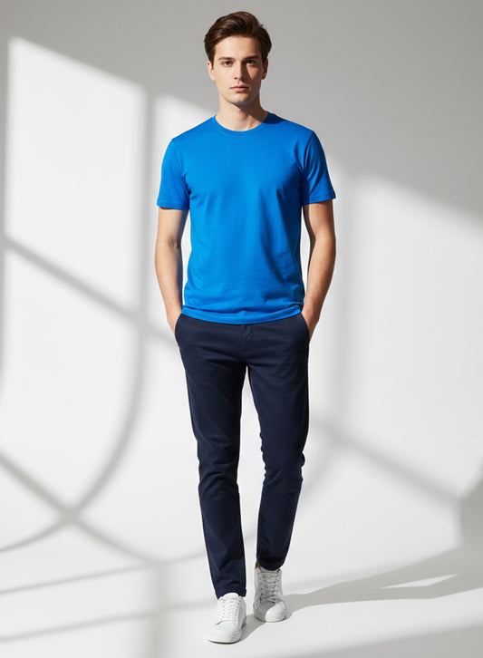Blue Men Crew-Neck T-Shirt
