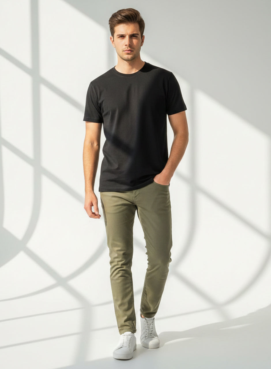 Black Men Crew-Neck T-Shirt