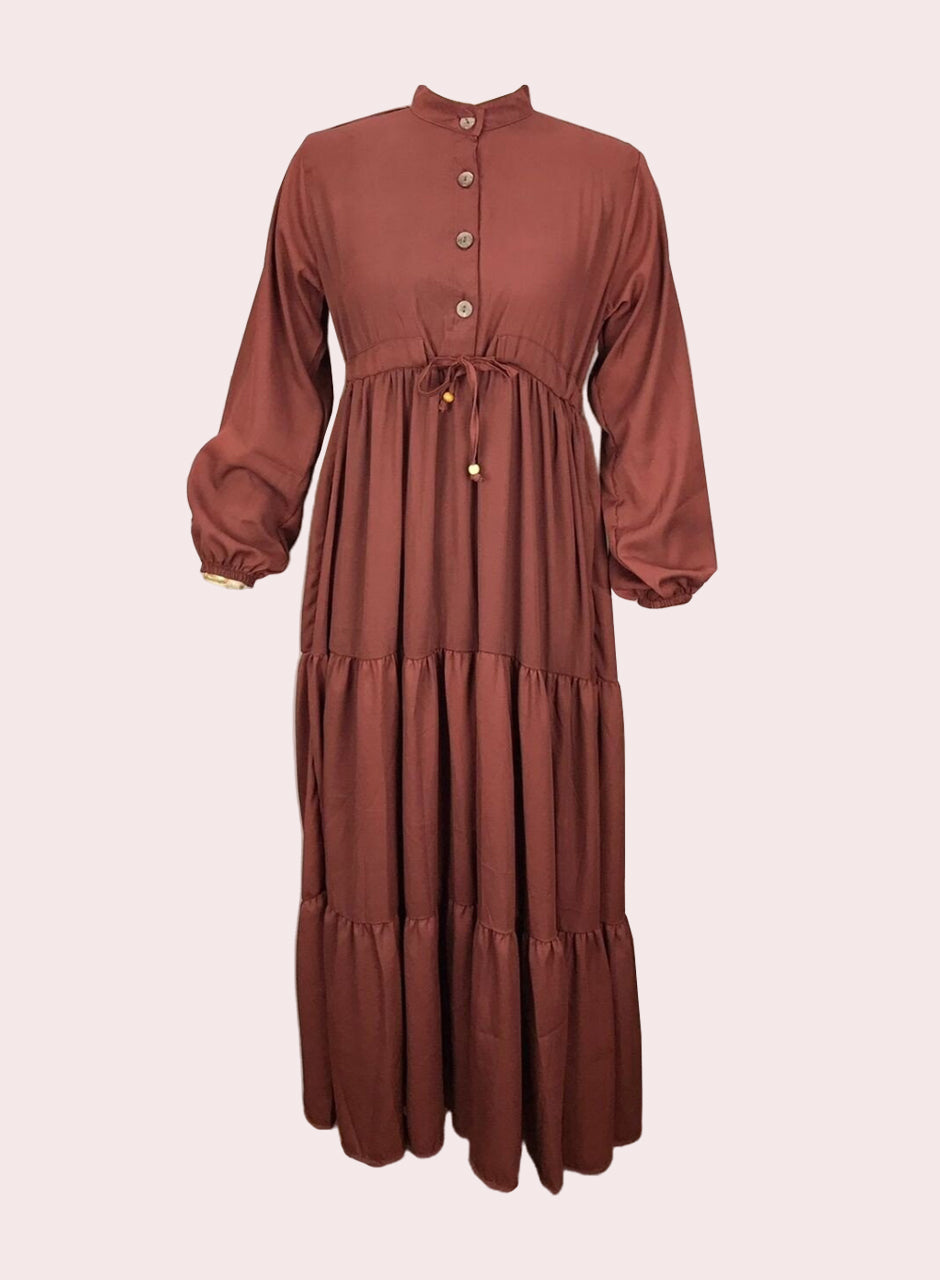فستان سادة - بني