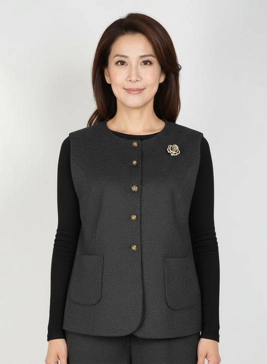 Classic Wool-Blend Three-piece Set (Charcoal)