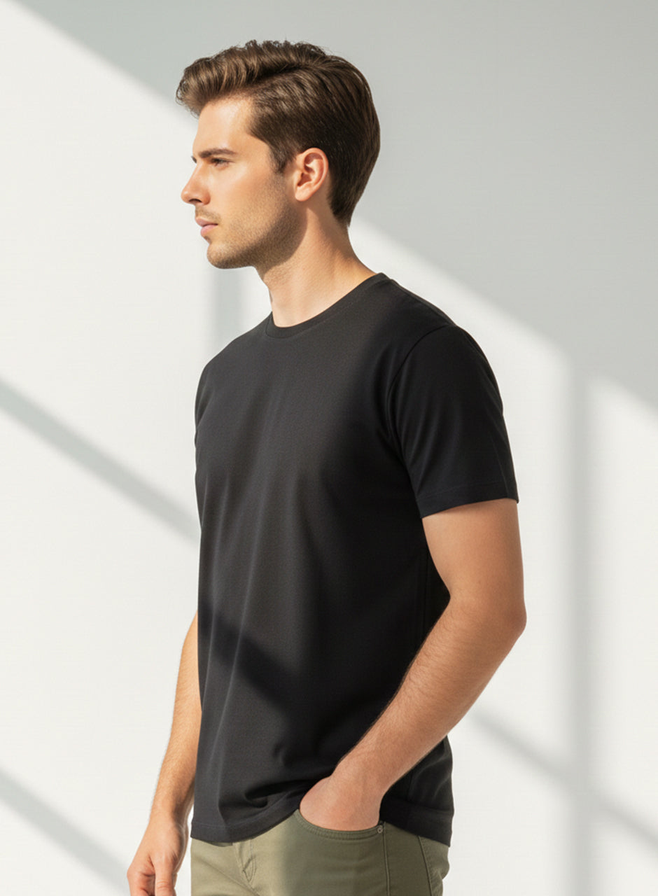 Black Men Crew-Neck T-Shirt
