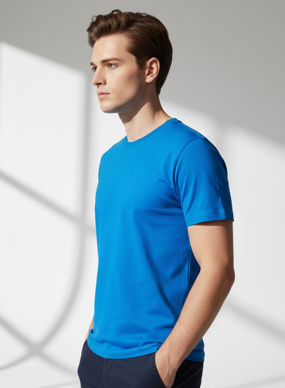 Blue Men Crew-Neck T-Shirt