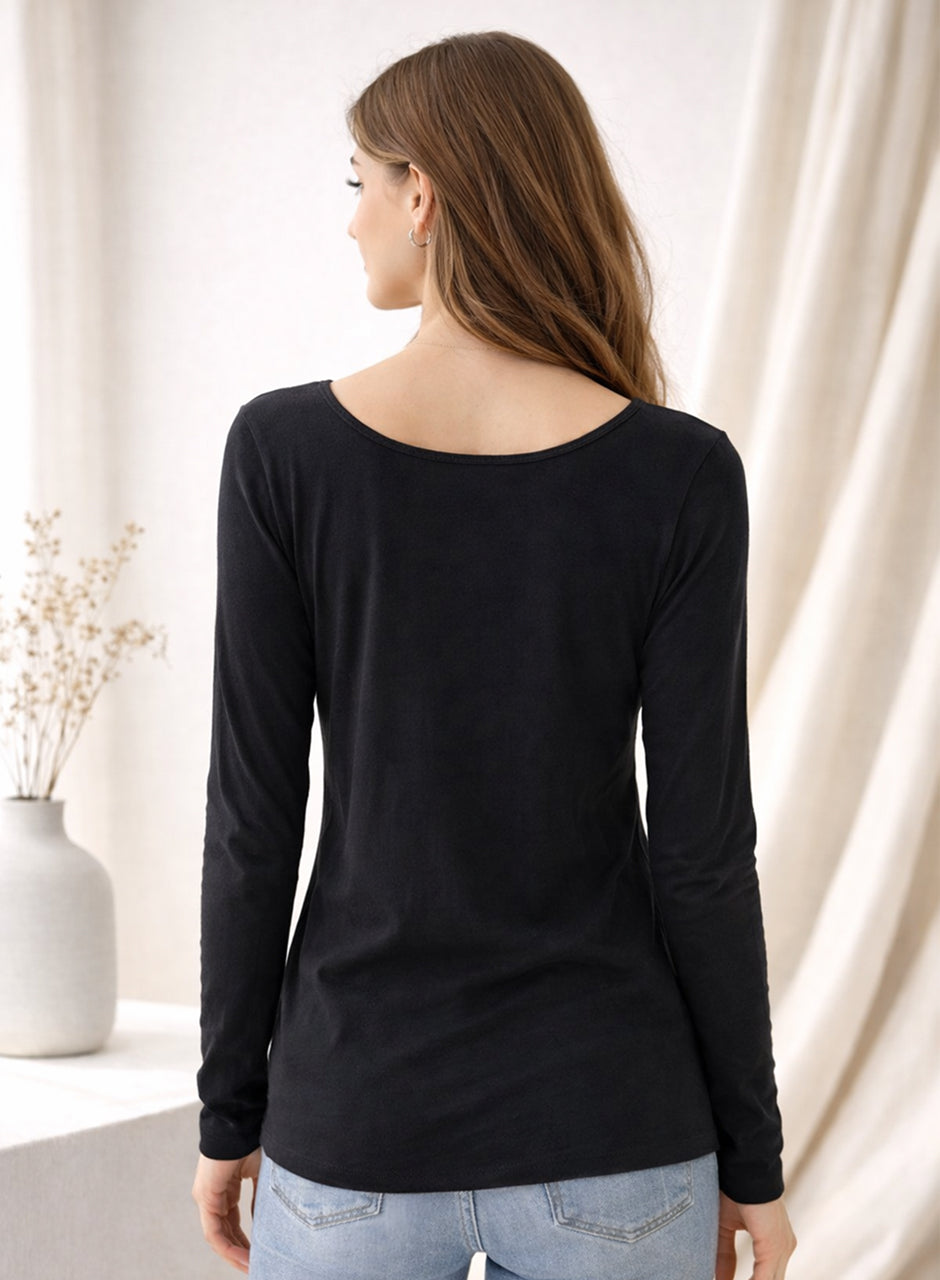 Shirt With Net Neckline - Black