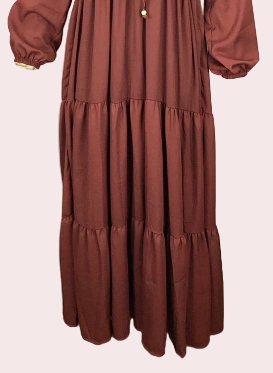 فستان سادة - بني